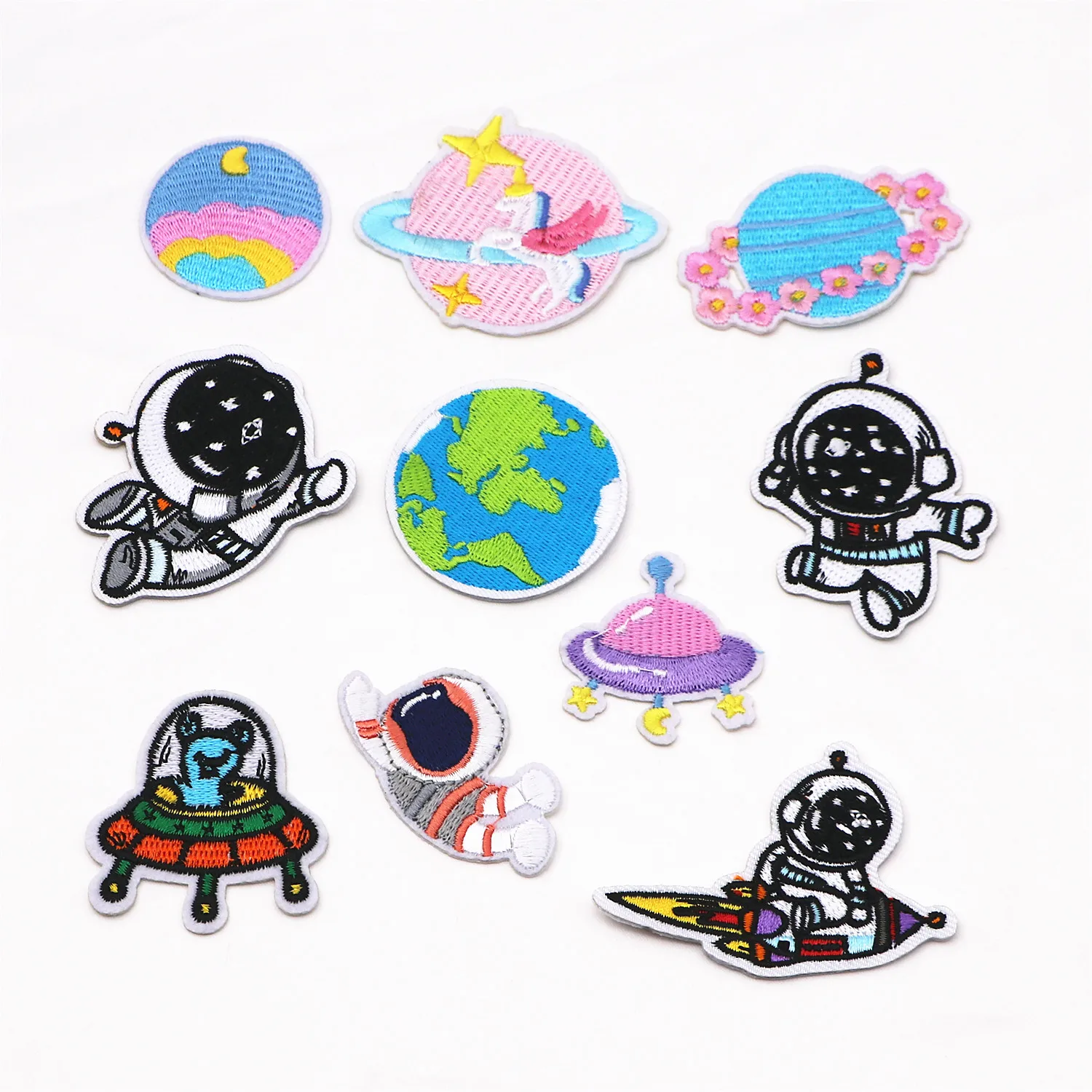 10pcs Cartoon Astronaut Planet Embroidered Cloth Patch Iron On Patch Suitable For DIY Jeans Jackets Clothing Bags Hat Deco