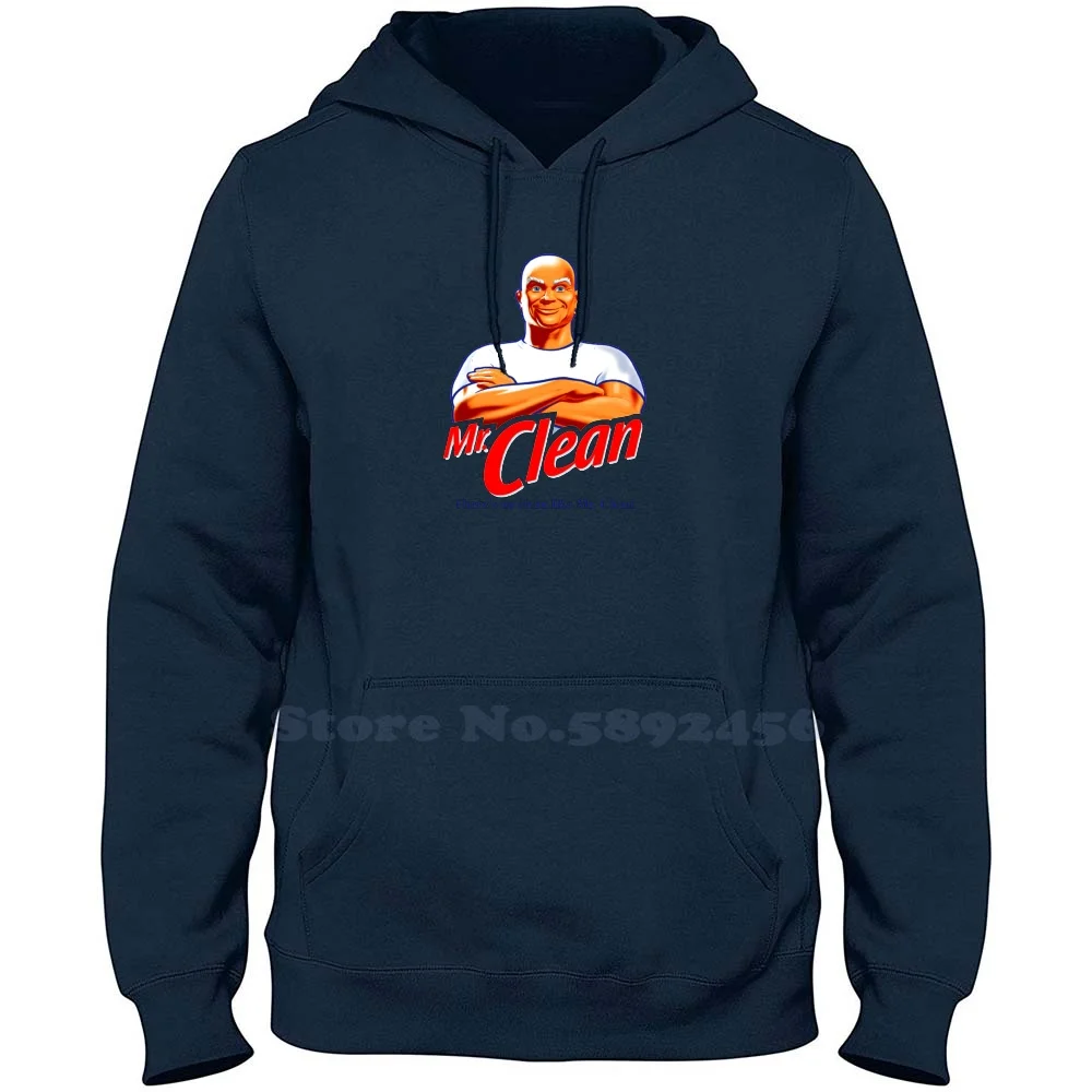 There'S No Clean Like Mr. Clean 100% Pure Cotton Hoodie Mr Clean Clean Cleaner Commercial Bald Headed Bald Man Cleaning