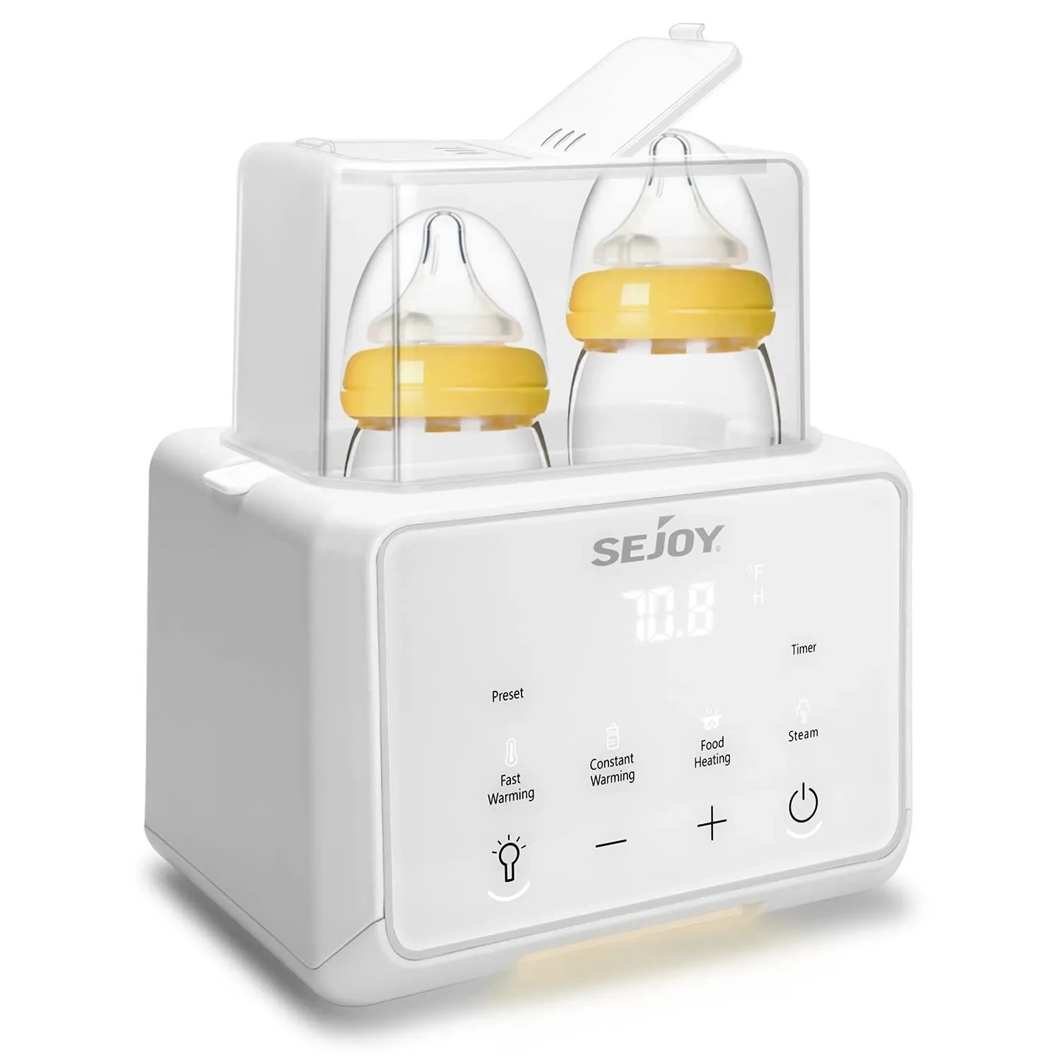 SEJOY Babyflaschenwärmer, Doppelflasche, schneller Milchwärmer mit Timer, Muttermilch für Reisen, Sterilisator, Milchflaschenheizung für Neugeborene