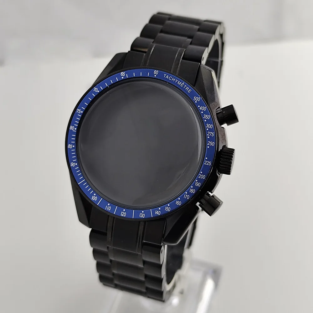 Cassa VK63 da uomo VK64case Cinturino in acciaio inossidabile da 20 mm Adatto per movimento VK63 VK64 Quadrante da 32,5 mm Cassa nera da 39,7 mm