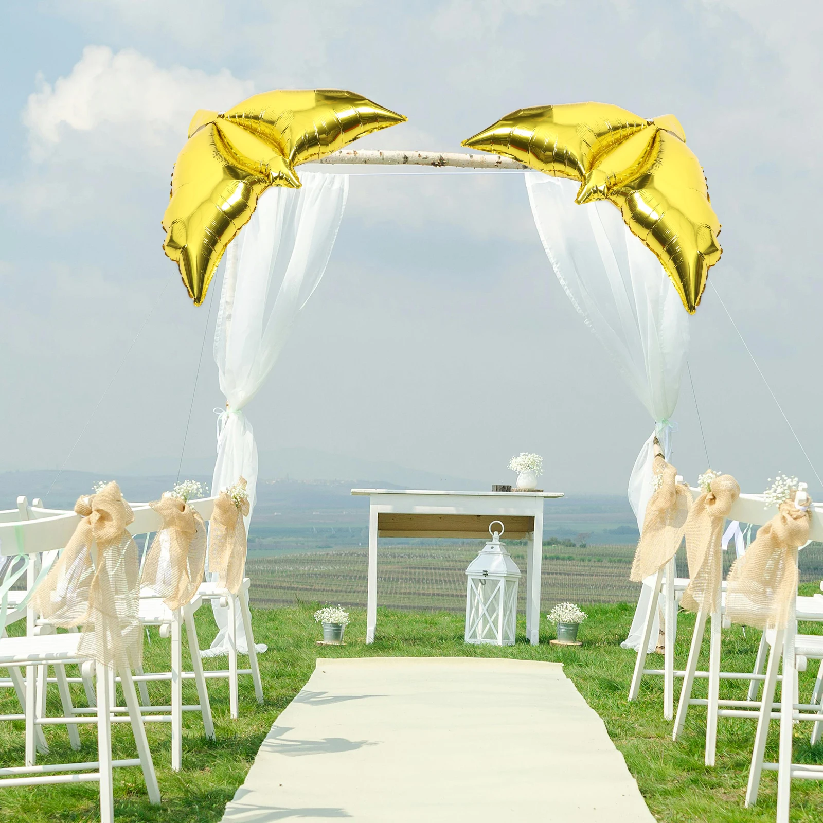 

6pcs White Dove Balloons Golden Design Birthday Party Favors Peaceful Release Decorations Pigeon Balloons Supplies