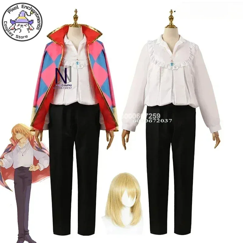 

Howl and Sophie Anime Cosplay Costume Unisex Jacket Necklace Coat Full Set Halloween Role Play Party Outfit