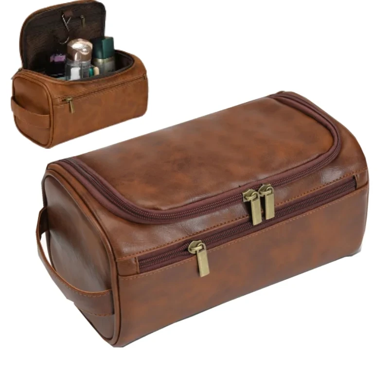 Estojo cosmético de viagem pendurado saco de lavagem masculino vintage saco de higiene pessoal luxo para viagens de negócios masculino organizador de 