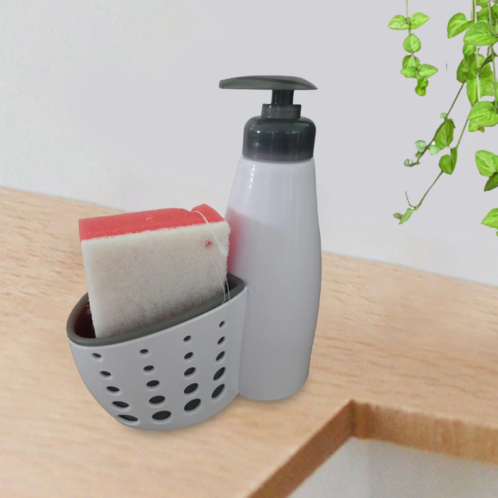 2 in 1 Soap Dispenser Dishwashing Container Practical Liquid Pump Dispenser Container for Countertop Home Bathroom Cafe Bar