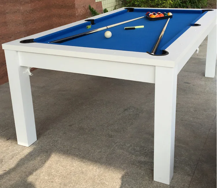 2 in 1 Multi-Function Solid Wood Frame 7ft 8ft 9ft Dining Pool Table, Classical White, Home Game Room Furniture