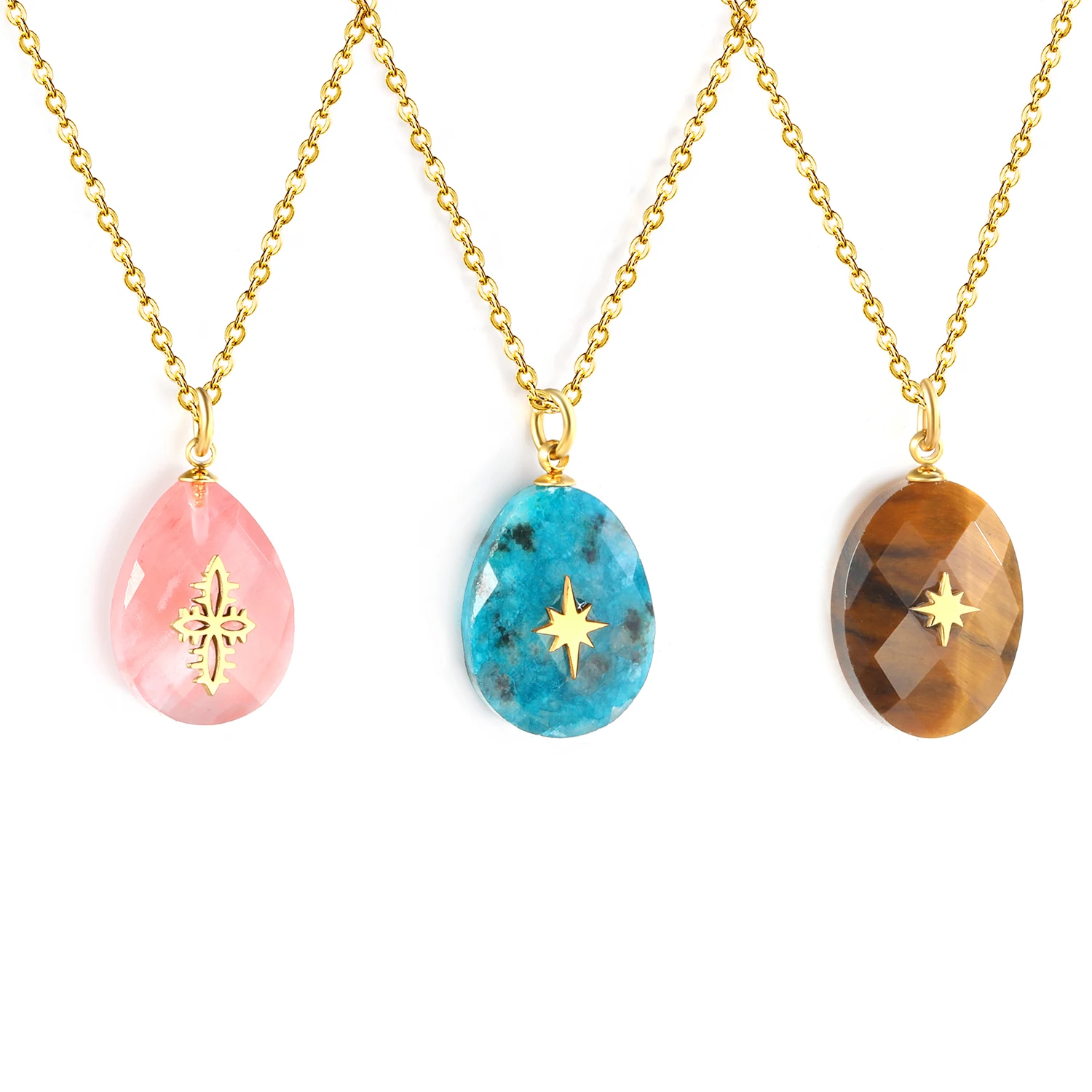 Tropfenförmiger Stein für Mädchen, einfache Nische, hoher Schmuck, Anhänger-Halskette, vielseitige Alltagsaccessoires, Vintage-Nischen-Geschenk, Klassiker