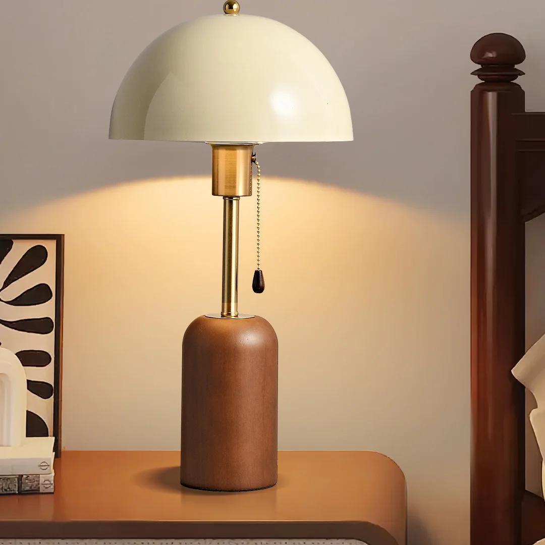 Solid Wood High-end Atmosphere Eye-protection Desk Lamp for Bedroom, Study, Living Room, with A Retro Southeast Asian Style