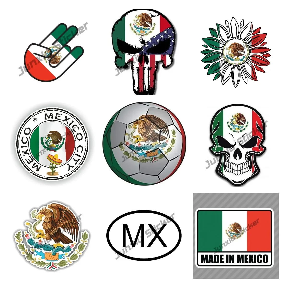 MexicoFootball  Sticker Decal Self Adhesive FA Graphix Mexican Flag Football Motorcycle Racing Flag Sticker Skateboard Decal