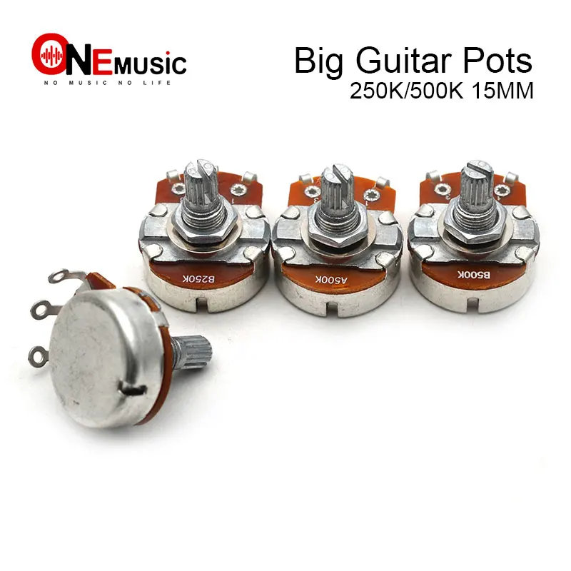 

50pcs A250K/B250K/A500K/B500K Split Shaft 15mm Guitar Volume Tone Pots Potentiometer for ELectric Guitar Bass