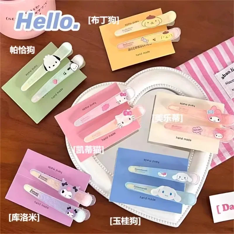 Sanrio Cartoon Headwear Hair Clip Sweet Girls HelloKitty Duckbill Bangs Hair Accessories Cute Children Kuromi Polka Dots Clip