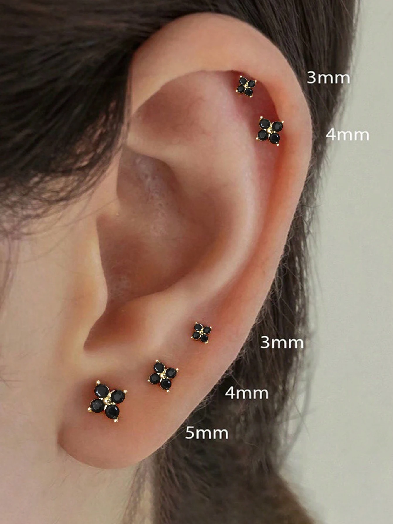Yupsk Dainty Flower Stainless Steel Butterfly Stud Earrings for Women Cartilage Ear Ring Cute Zircon Gold Color Clover Jewelry image 3