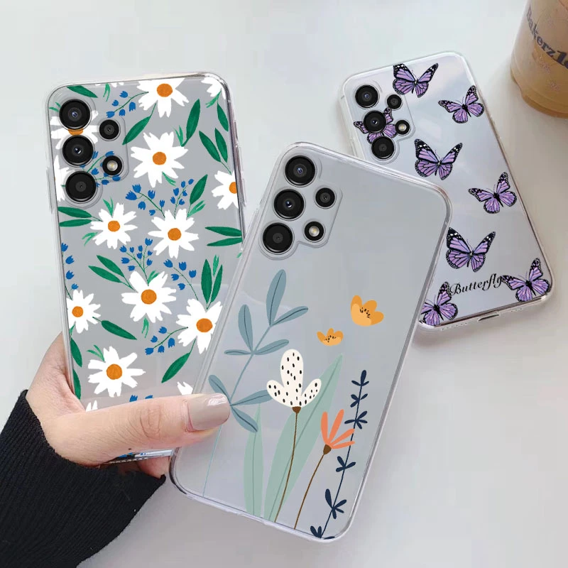 Phone Case For Samsung A13 A 13 Floral Silicon Cover For Samsung Galaxy A13 5G Fundas Coque Transparent Soft Capas Flower TPU