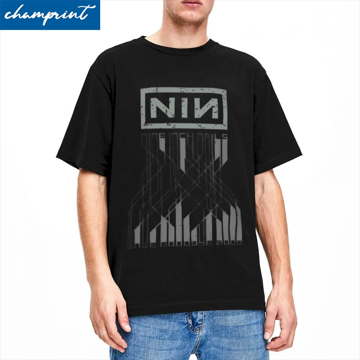 Men Women's T-Shirt NIN Novelty Cotton Tee Shirt Short Sleeve Nine Inch Naills Music T Shirts Round Neck Clothing Big Size