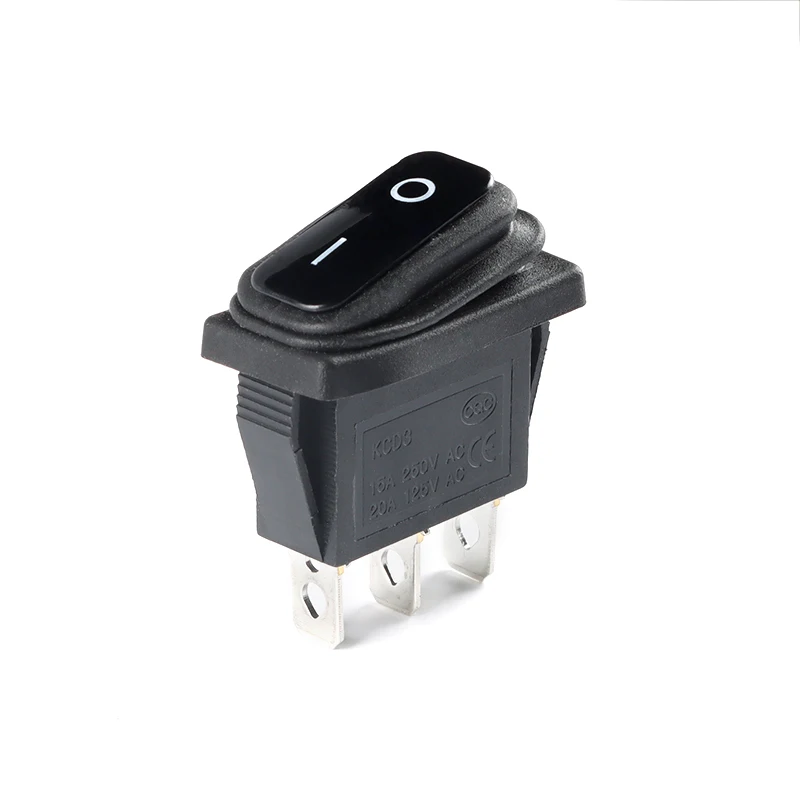 KCD3 3-pin 12V/220V LED light on / off rectangular long rocker switch waterproof IP67 automobile instrument panel ship type