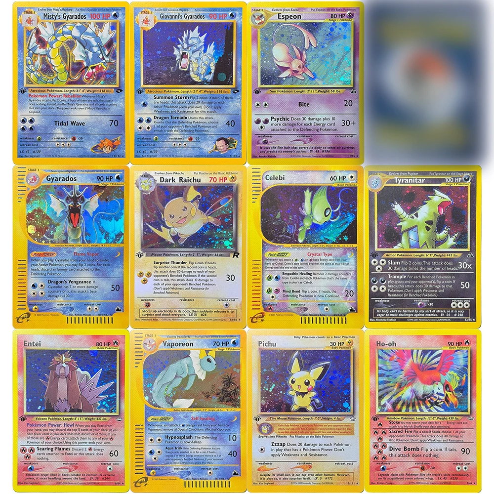 การ์ดโปเกมอนแบบฟอยล์ ยี่ห้อ Proxy Game  ตัวละคร ยาราโดส วาโปเรียน เซเลบี ดาร์ค ไรชู เอนเท โฮโอ เอสเปียน จิโอวานนิส มิสตี้ ยาราโดส พิชู ไทแรนิทาร์