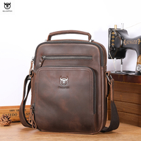 BULLCAPTAIN Genuine Leather Men's Shoulder Bag Vintage Cross Bags Large Capacity Male Messenger Tote Bag Travel Bolso Hombres ﻿