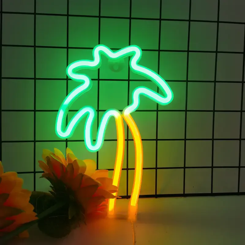 팜 트리 LED 네온 사인 USB/배터리 전원 LED 조명 침실 룸 장식 선물 야간 조명 장식 파티 휴일