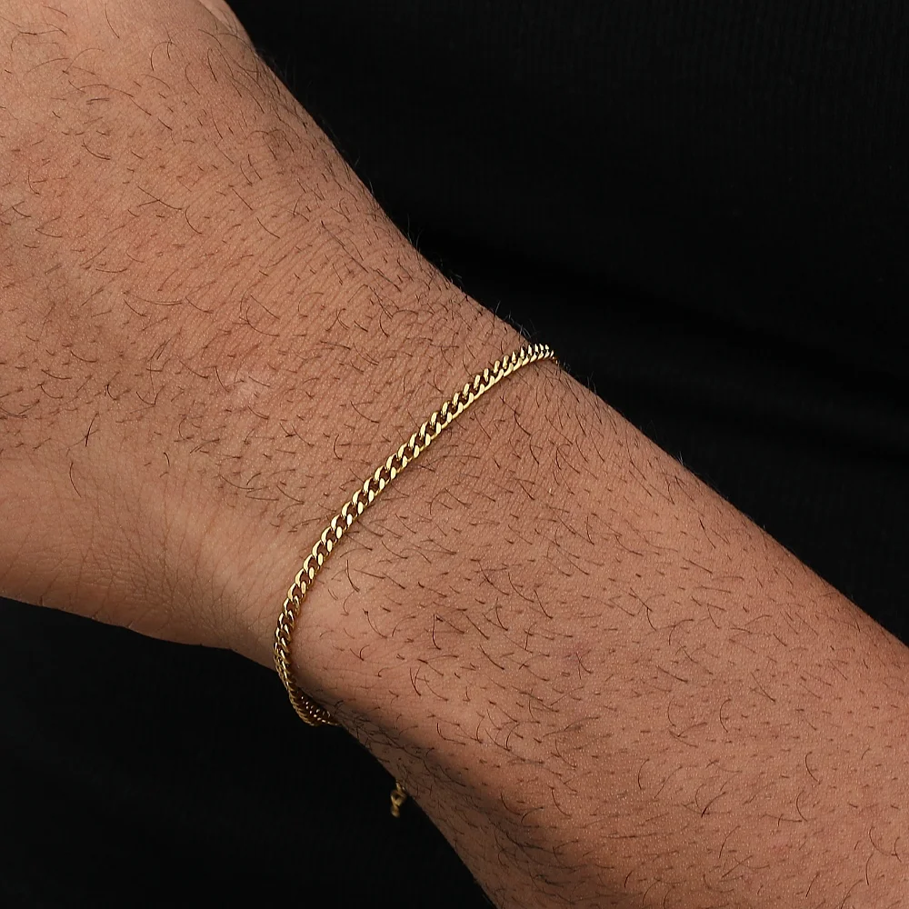 Hip Hop Stainless Steel Cuban Chain Bracelet For Women 3 5 7 mm Simple Stainless Steel Men Bracelet Gold Color Jewelry