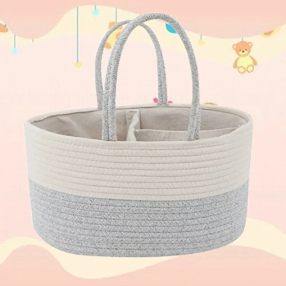 

Portable Convenient Diaper Storage Basket Cotton Thread Large Capacity Baby Diaper Bag Hand-Held Tote Bag Mommy Handbag Outing