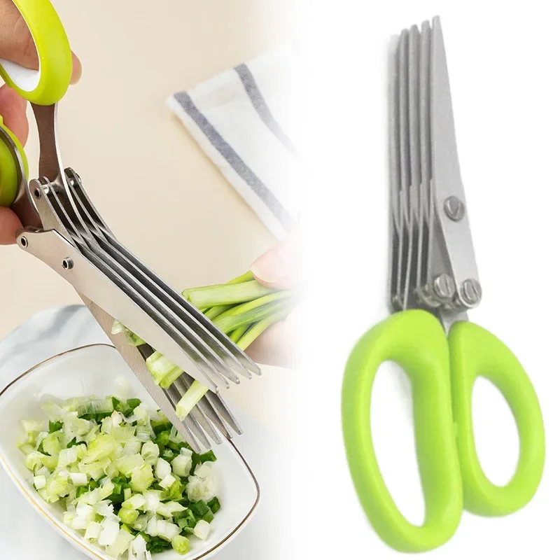 

Multipurpose Cutting Shears with Stainless Steel 3/5 Layer Herb Stripper Kitchen Scissors Pepper Herb Scissors Shredded Chopped