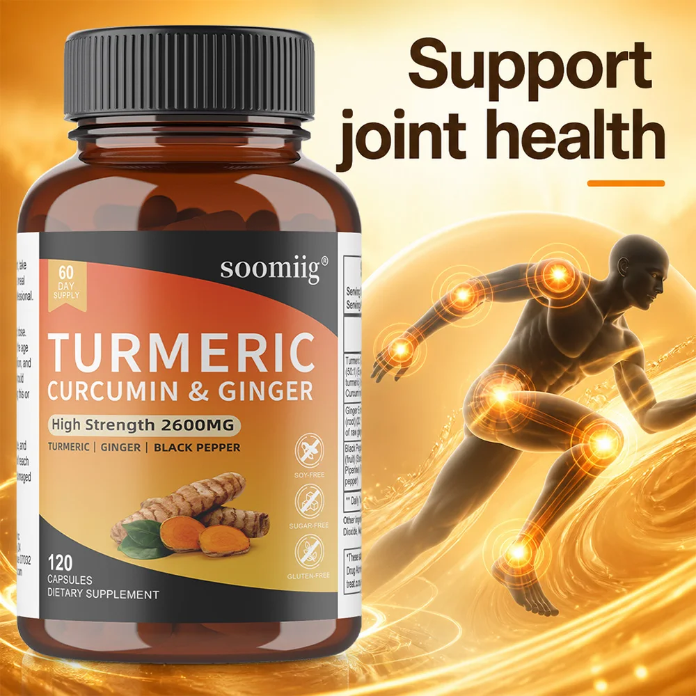 

Turmeric Curcumin & Ginger Supplement- with 95% Curcumin Extract,Ginger Root- Joint Health and Digestive Support, Antioxidant