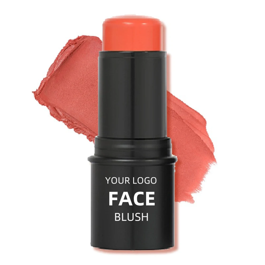 11 cores de marca própria 6.3g blush stick logotipo personalizado tubo preto cor única rouge multifuncional blush maquiagem à prova d'água vegana