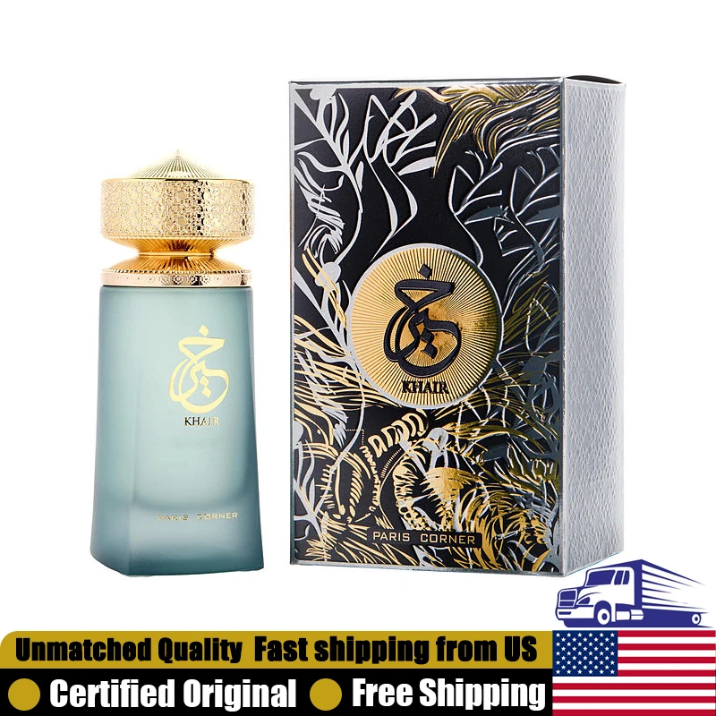 Paris Corner Khair Eau de Parfum Spray 3.4 Ounce Premium Perfumes 100 ML Long-Lasting Oriental Woody Unisex Pheromones Cologne