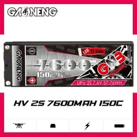 GAONENG GNB 7600mAh HV 2S 150C 300C 7.6V LCG See Throught 5mm Built-in Bullet Hard Case LiPo Battery 1/10 1/8 Scale RC Car