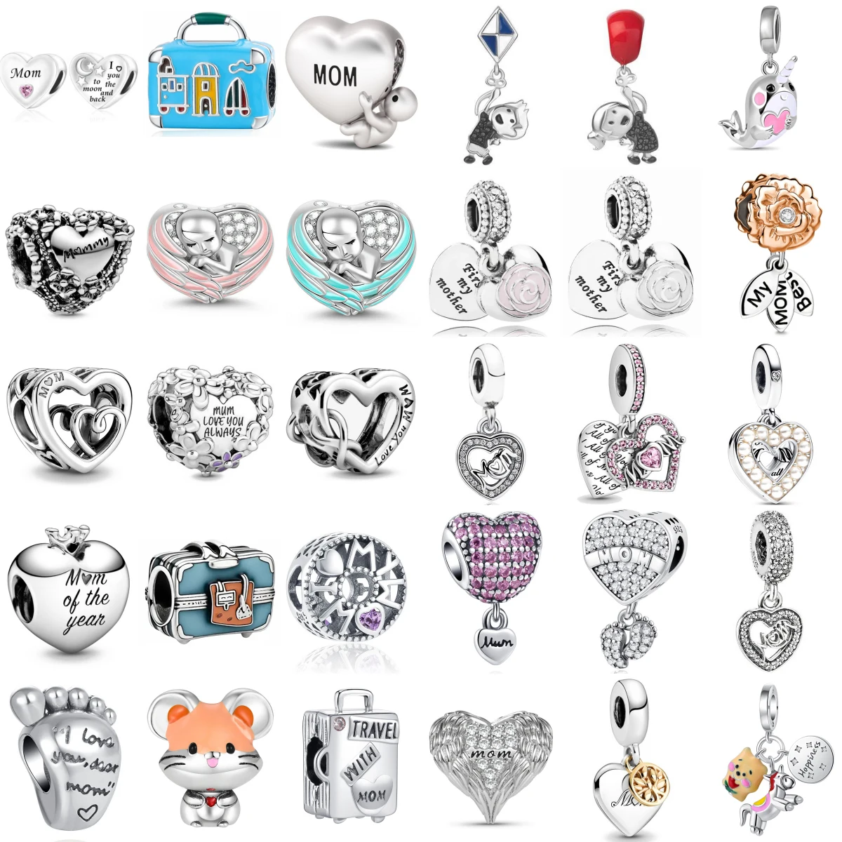 

Hot-selling 925 Silver Mother's Day Series Rose Baby For European Original Bracelet DIY Accessories Women's Exquisite Jewelry