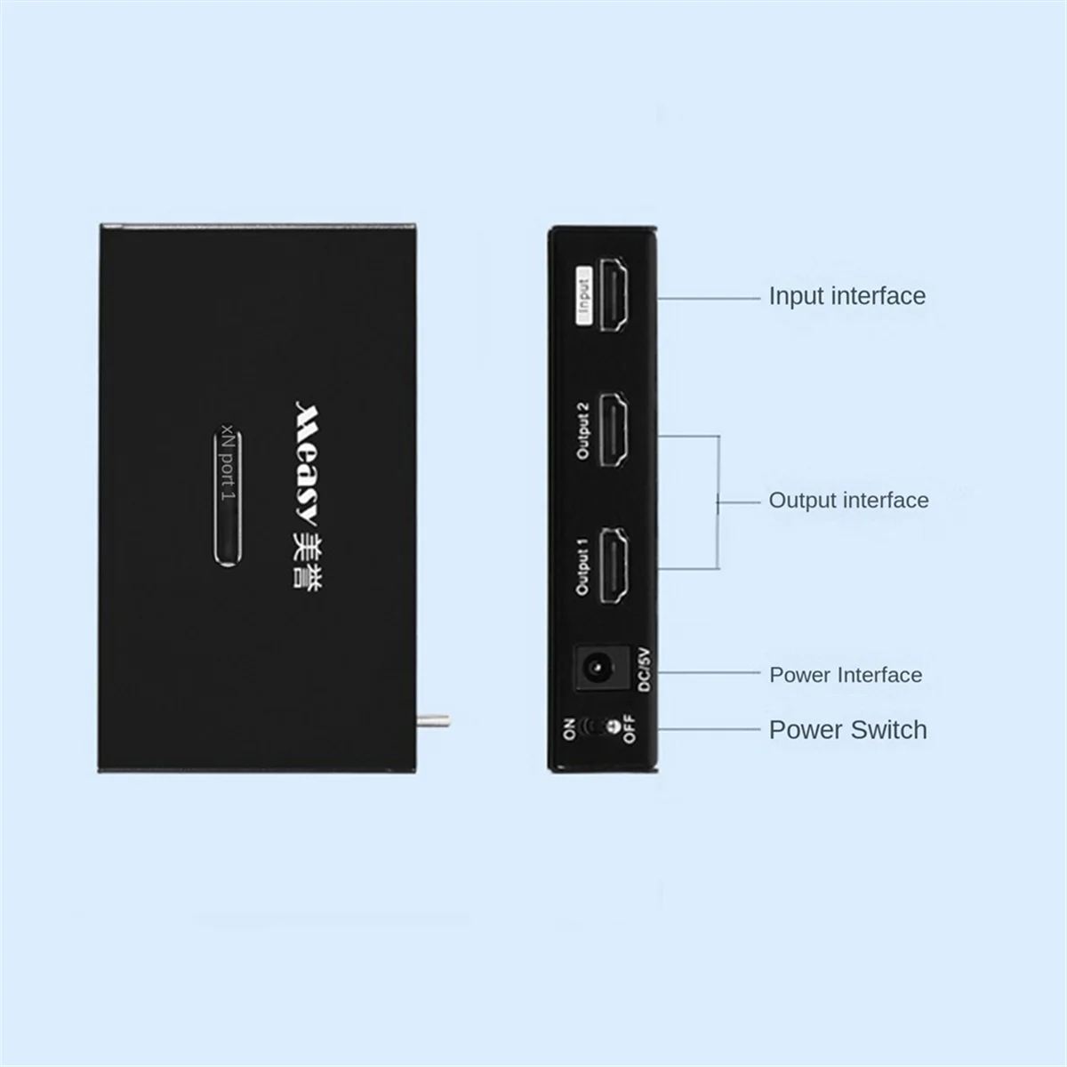 T05C-Measy One Input Two Output Splitter Frequency Divider 4K 30HZ HDMI-Compatible Screen Divider Converter with AU Plug