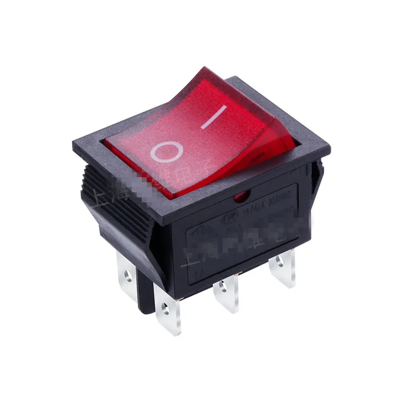 

20 шт., 250 В переменного тока, 15 А, 125 В, 20 А, красный свет, 6-контактный DPDT, защелкивающийся кулисный переключатель для лодки