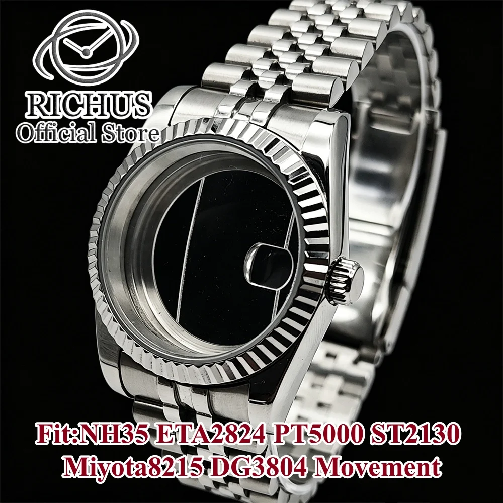 RICHUS Watch Case 36/39mm Stainless Steel  Sapphire Glass Fit NH35 NH36 ETA2824 ST2130 Miyota82 PT5000 Movement Watch Mod Kit