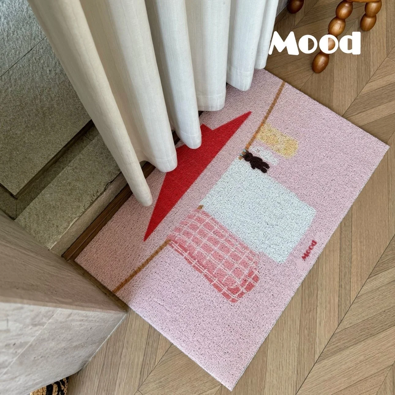 

Pink Roof Bear Entrance Mat Home Carpet Wear-resistant Dirt-proof Non-slip Living Room Bedroom Hallway Decorative Rug