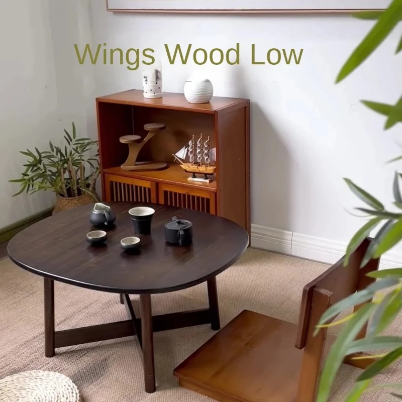 Bay window, solid wood tatami, small coffee table, low table in the bedroom, bed table, tea table, new Chinese-style