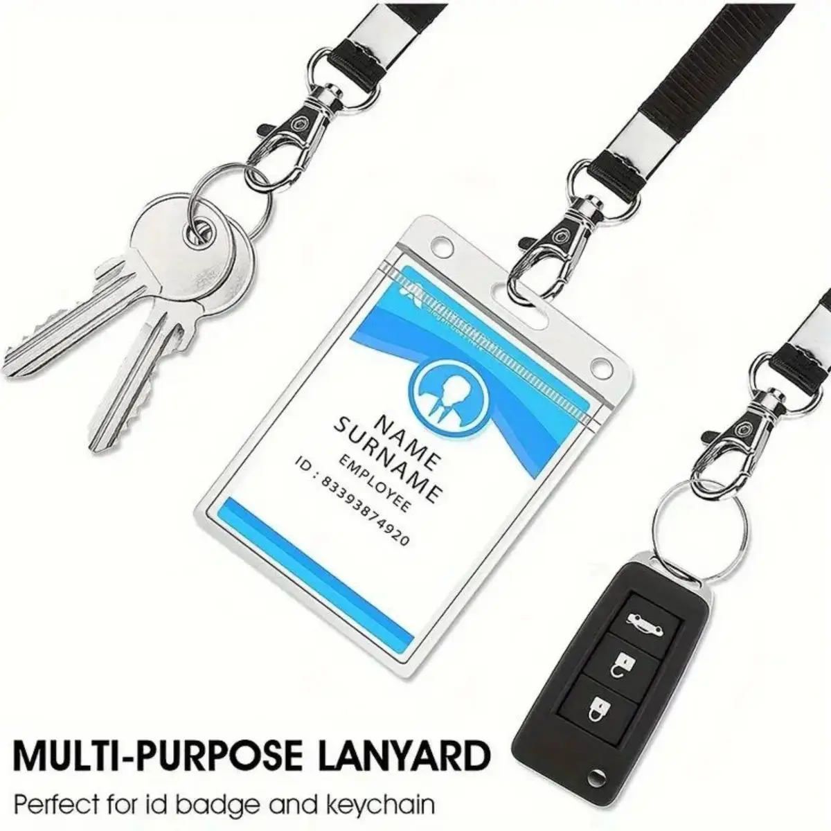 1 porte-badge horizontal avec cordon d'identification renforcé et corde en nylon améliorée - pour le bureau, l'école et les événements