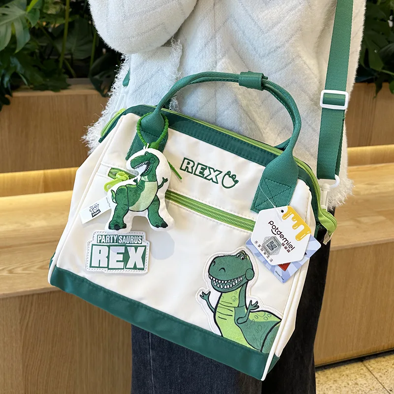 Disney Original Meilin Hamm Rex Cartoon Fashion Portable Canvas Shoulder Bag Kawaii Anime Girls Large-capacity Handbag Gifts