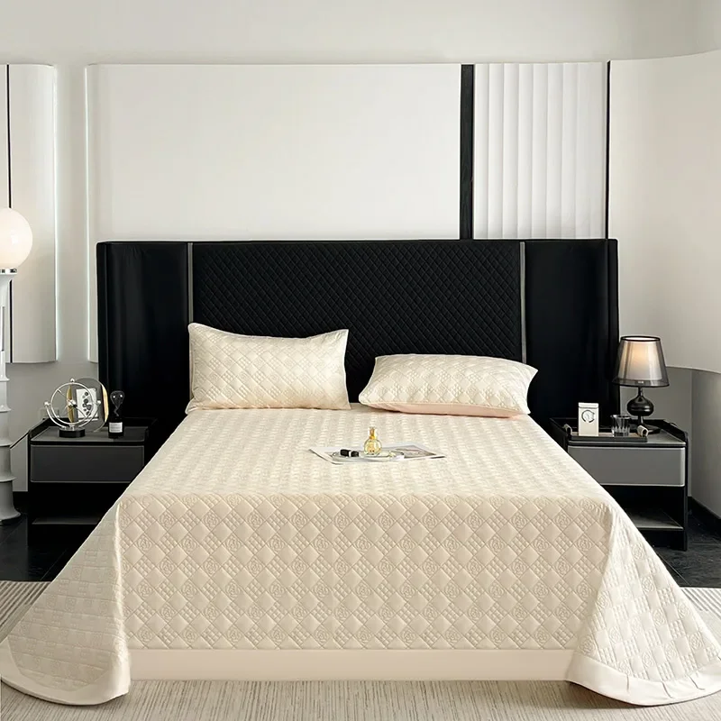 600TC Egyptian Cotton Quilted Bedspread Or With Elastic Band Bed Sheet, Bed Cover, Mattress Cover, Bed Sheet, Pillowcases 3Pcs