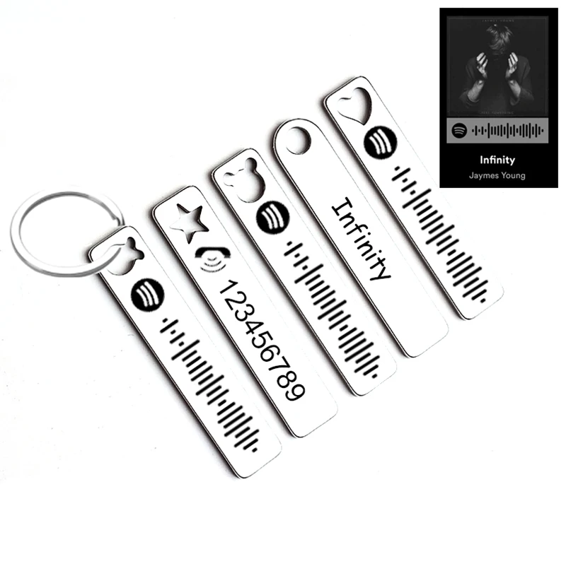 Custom Spotify Keychain for Women Men Personalized Music Scan Code Keyring Phone Number Car Keyholder Stainless Steel Jewelry