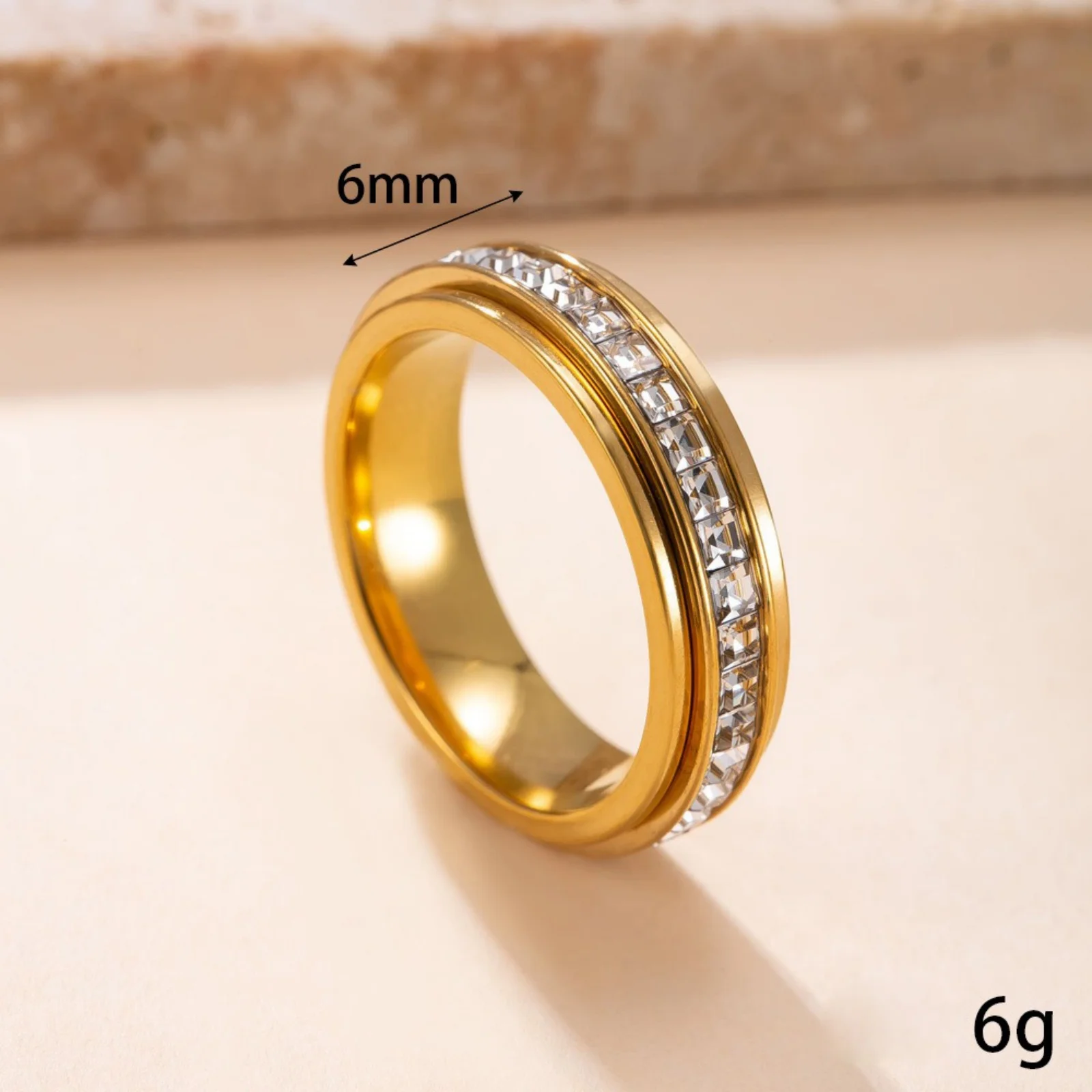 1pc Stainless Steel Rings Multicolor Rotatable Unadjustable Stress Relieving Anti Anxiety Fidget Spinner Band Ring Women Jewelry