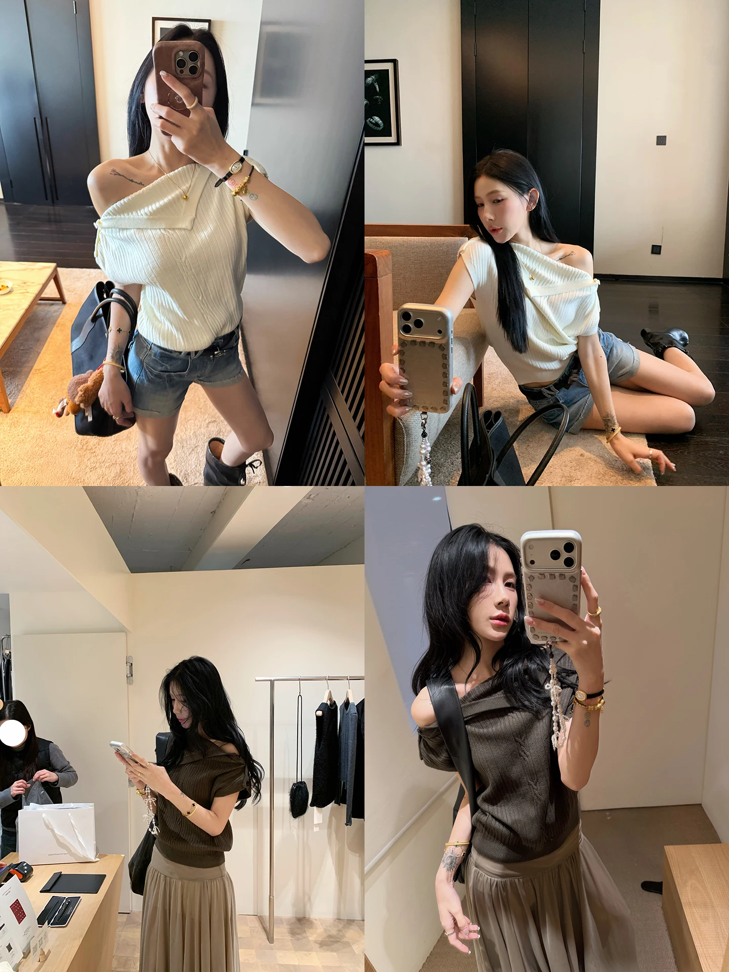 

Вязаный свитер с открытыми плечами, короткий рукав, женская повседневная одежда, корейский стиль, белый цвет, свободный крой, весна