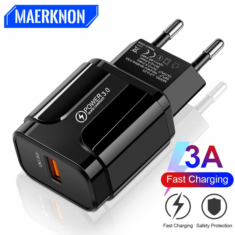 3A Quick Charge 3.0 USB Charger for iPhone13 12 11 Samsung Xiaomi Tablet Mobile Phone Universal Wall Fast Charger Adapter QC 3.0