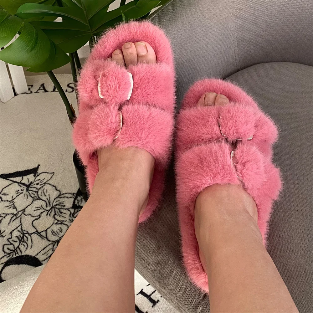 

Мягкие плюшевые домашние тапочки для женщин, удобные женские шлепанцы на плоской подошве, летние женские вьетнамки 2026, тапочки-слайды из искусственного меха норки