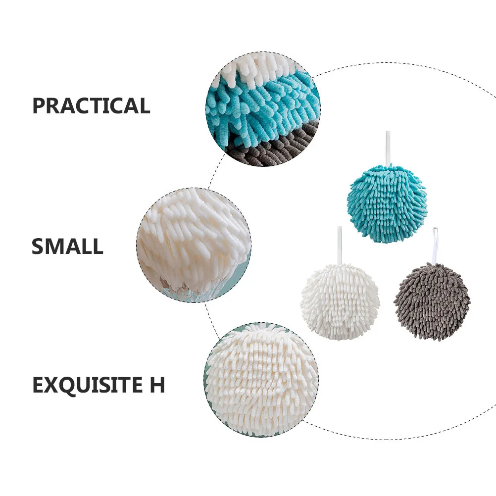 

3Pcs Hanging Quick Dry Hand Towel Balls Absorbent Spherical Towels Kitchen Bathroom Household Ball-Shaped Towel
