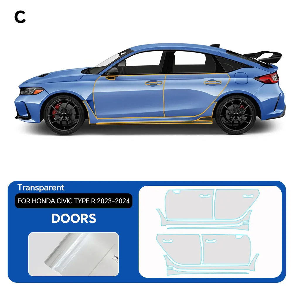 

8.5Mil TPU Paint Protection Film For Honda Civic Type R 2023 2024 Pre-cut PPF Kit Clear Bra Car Body Anti-Scratch Resistant