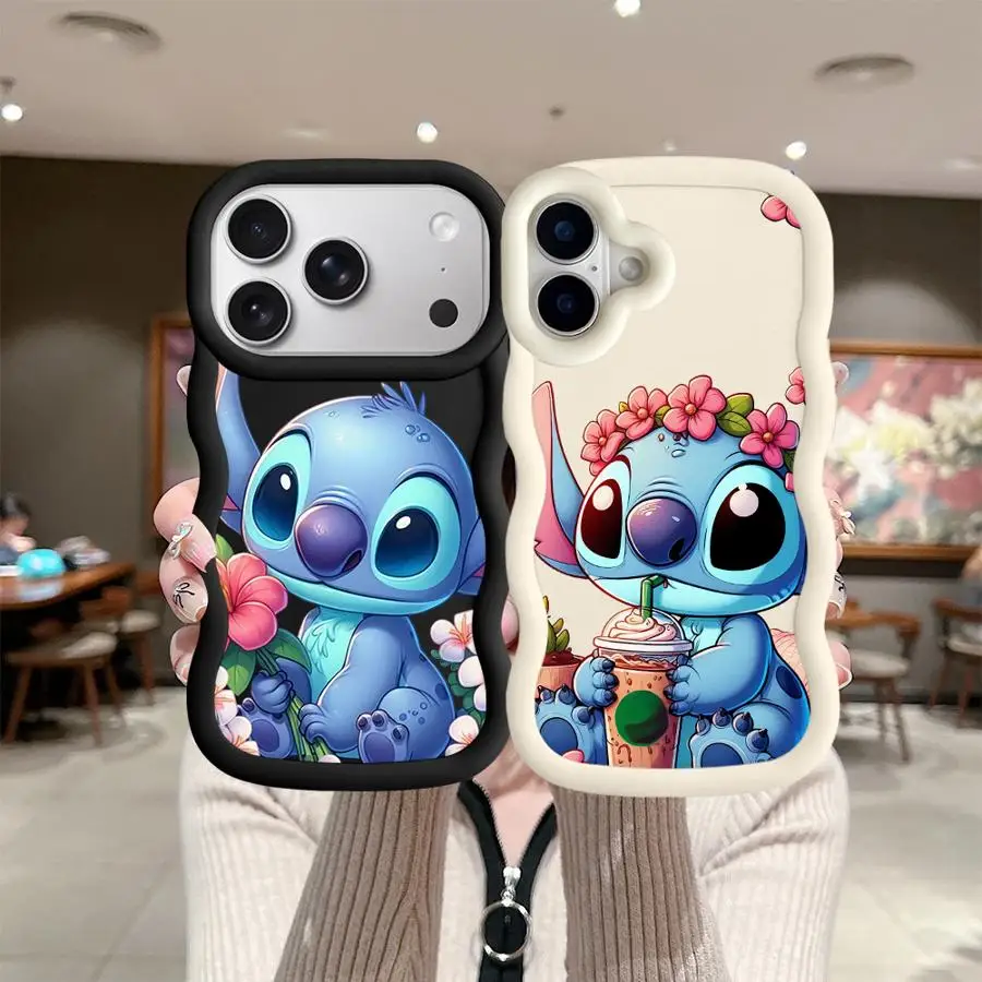 

Чехол для iPhone 14 15 Plus 11 XR 13 12 16 Pro Max 8 17 Air Soft Phone Cover Disney Stitch Cute