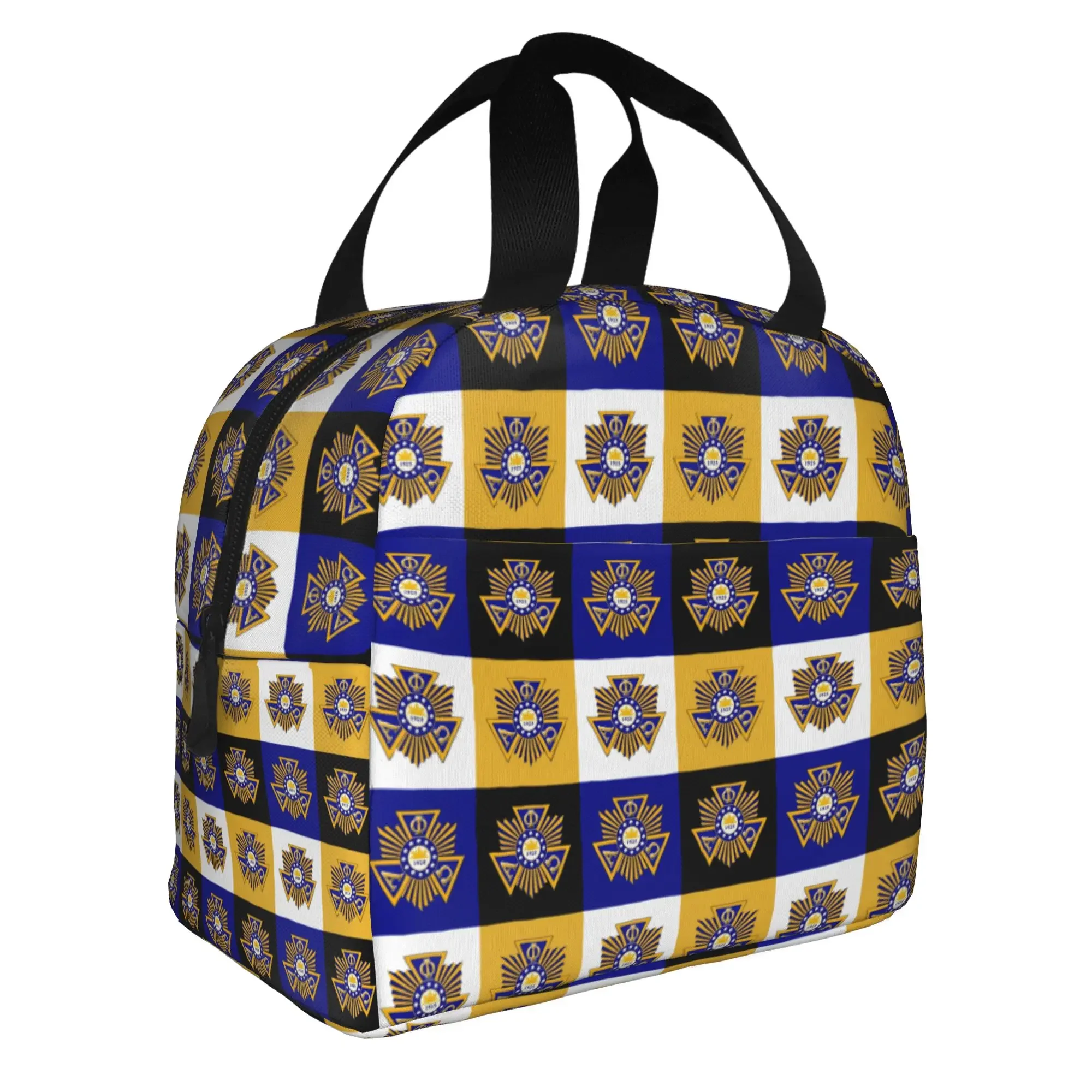 Checkered Plaid Alpha Phi Omegas  Lunch Bag Men Women APO Coeducational Fraternity  Warm Cooler Insulated Lunch Box for School