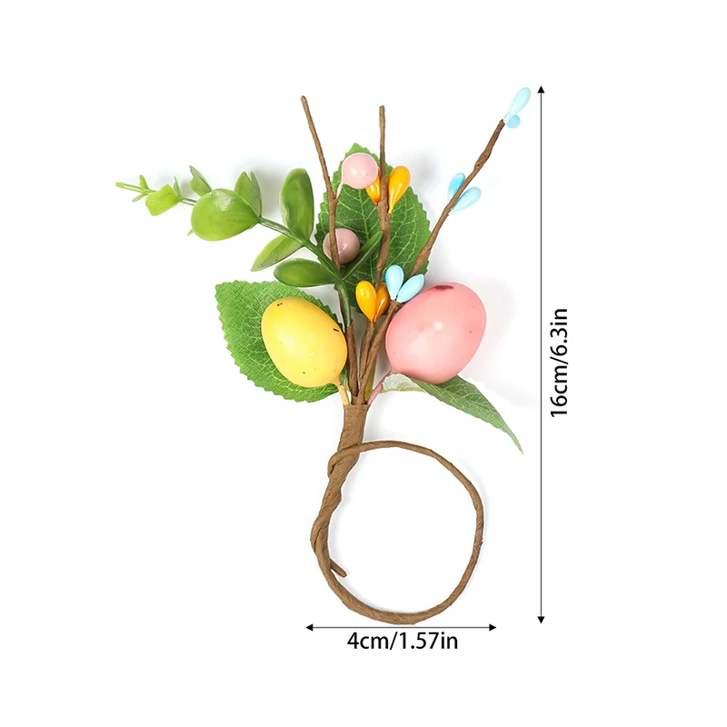 6/1pcs Easter Bunny Eggs Napkin Ring Holders Artificial Plants Napkin Buckles Happy Easter Party Home Table Decoration Supplies