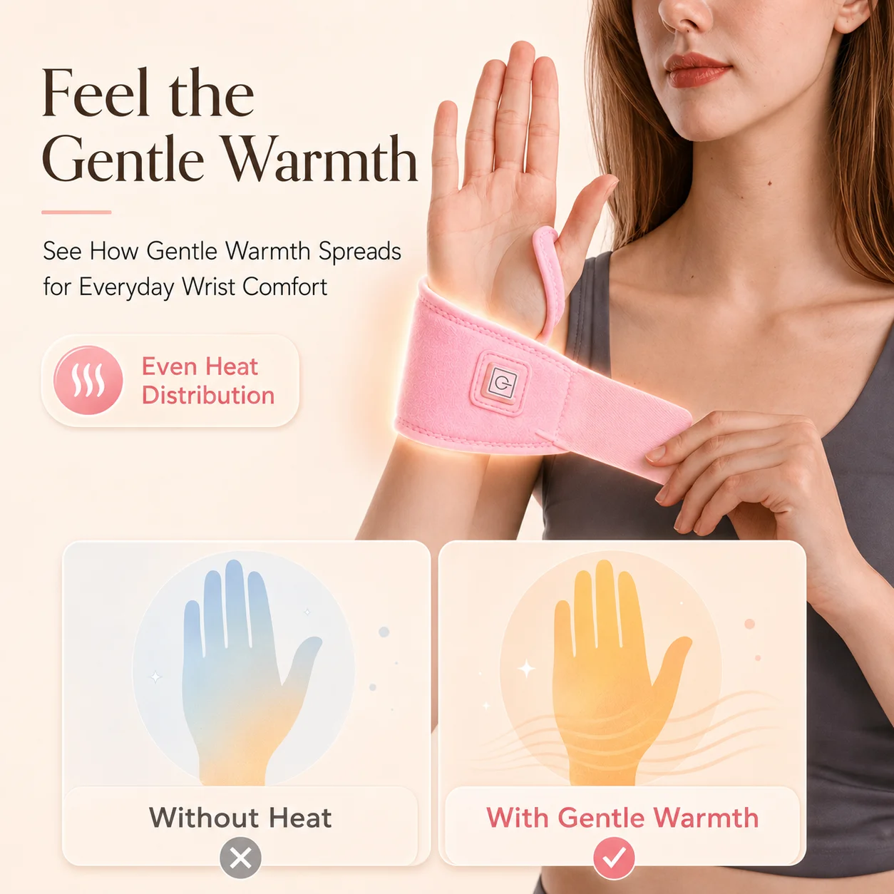 Adjustable USB Heated Wrist Wrap Thermal Heating Wrist Brace Pain Relief Warm Compress Wrist Support Band for Arthritis Carpal T