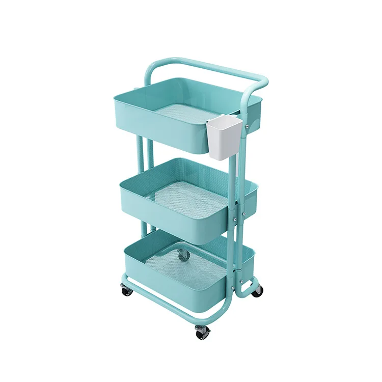 With Armrests And 4-Wheel Sliding Wheels For Barber Shop *Modern Style Three-layer Metal Organization Shelf