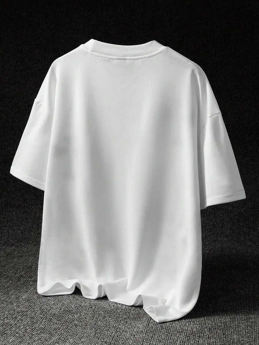 

Loose Fit Mens Casual Short Sleeve T-Shirt With Cross Print And Crew Neck